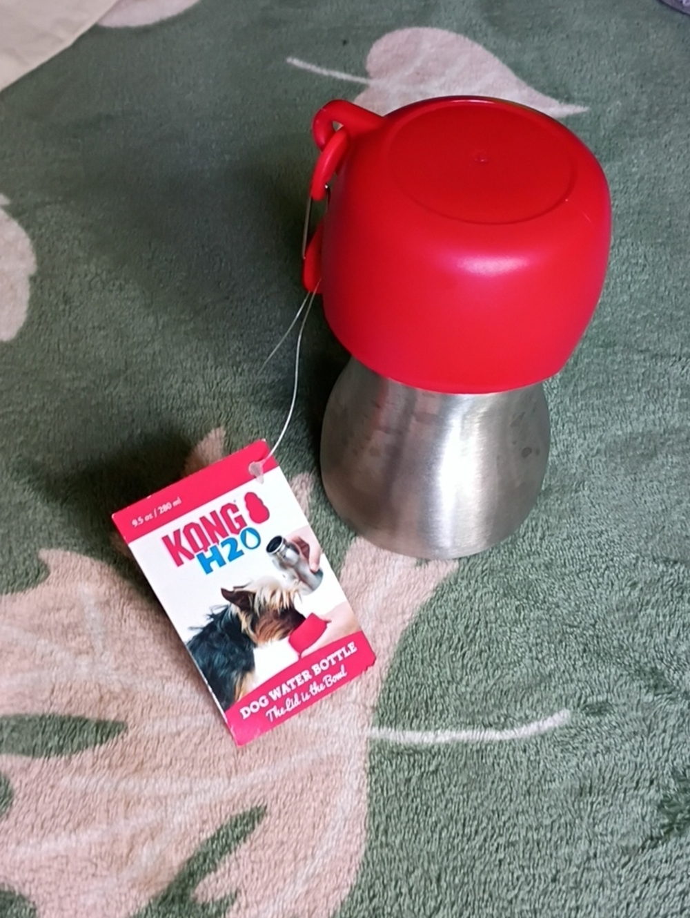 Kong Stainless Steel Dog Water Bottle with Red Lid